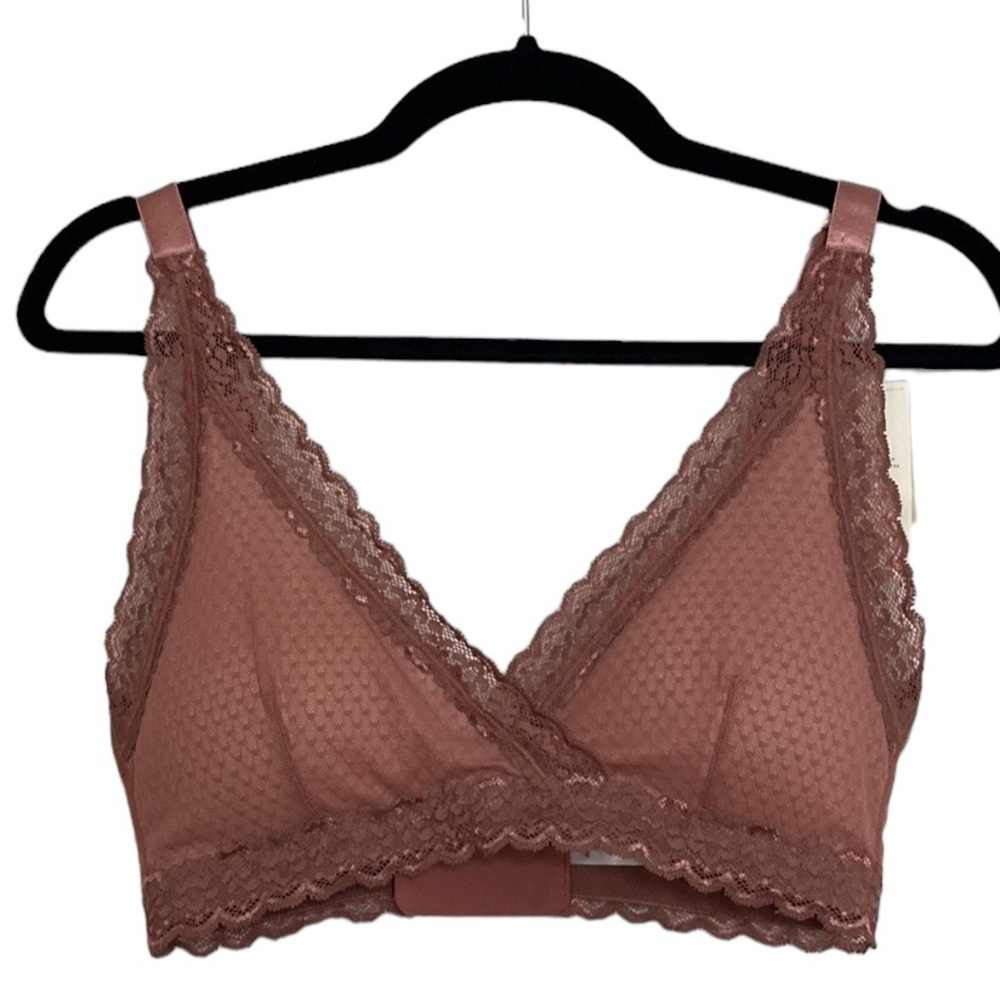 New ANAONO Bra Womens 32 Small Pink Susan Front Wrap Lace Wireless Bralette